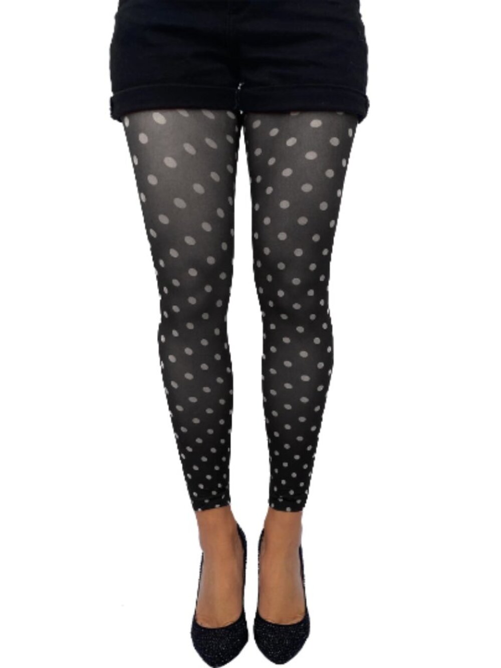 White Dotted Footless Tights for Women